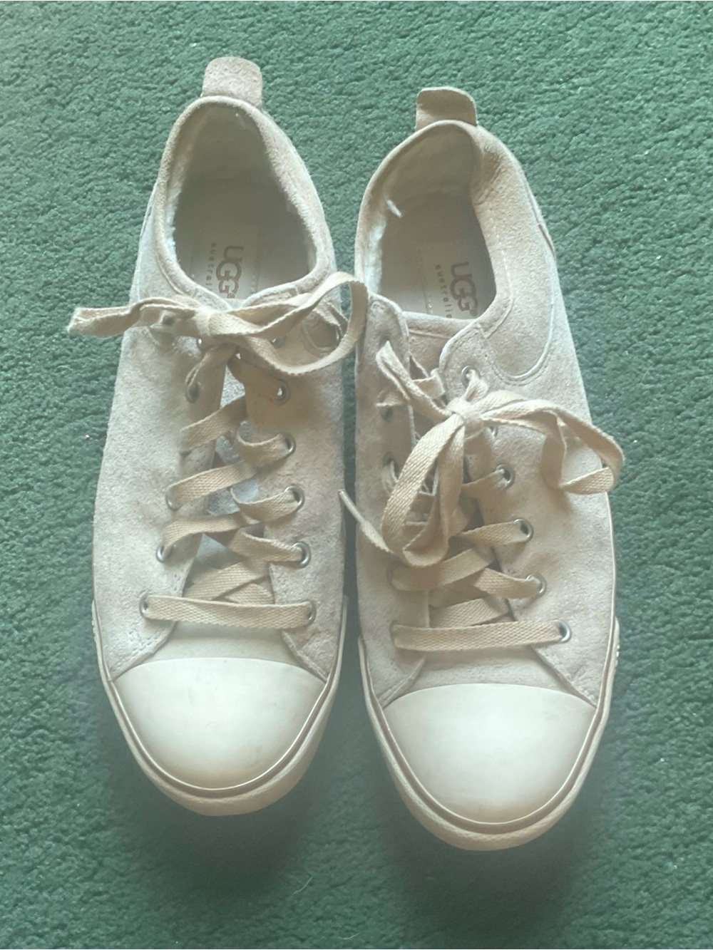 UGG Women's Light Beige Fleece Lined Suede Low-Top Sneakers